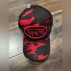 Von Dutch Black and Red Camouflage Hat NWT